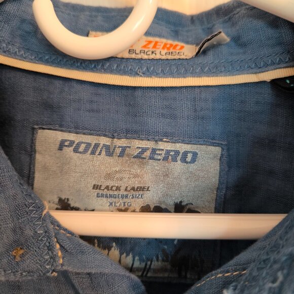 Point Zero Black Label Men’s XL Blue Textured Button-Up Shirt - Picture 2 of 3
